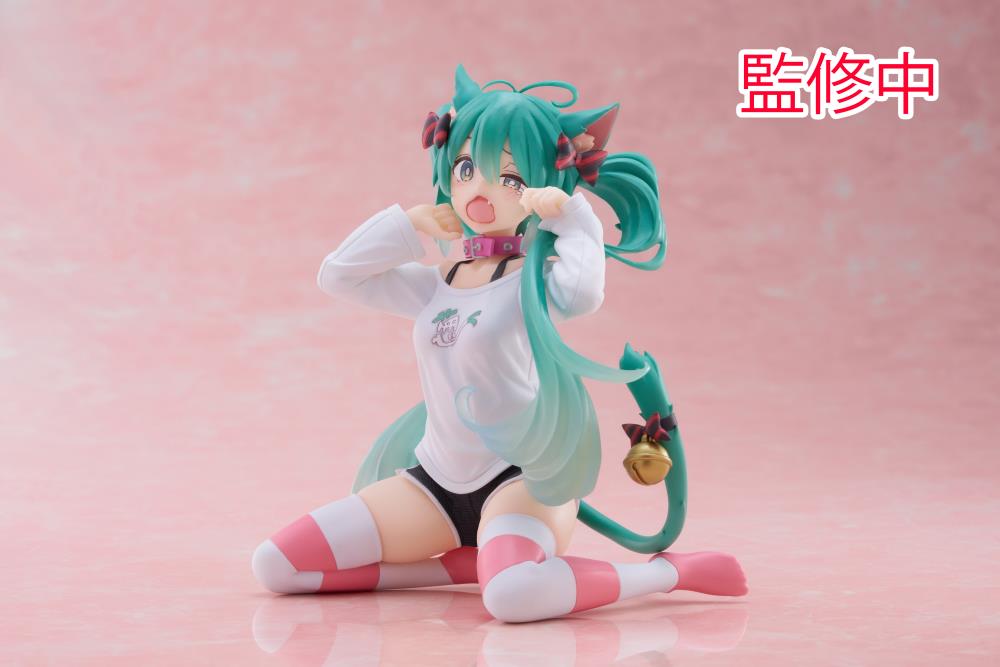 TAITO DESKTOP CUTE FIGURE HATSUNE MIKU (NEKOMIMI T-SHIRT VER.) - VOCALOID