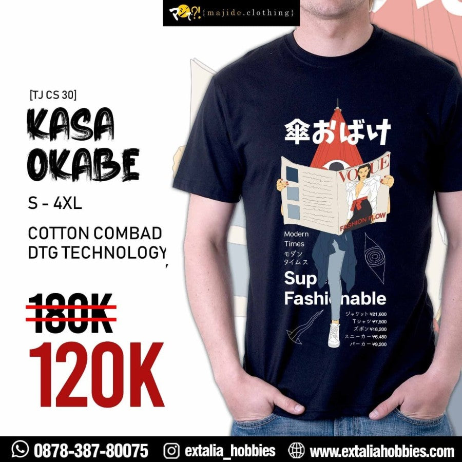 MAJIDE KAOS T-SHIRT JEPANG PREMIUM LIMITED EDITION - KASA OKABE (BLACK / WITE)