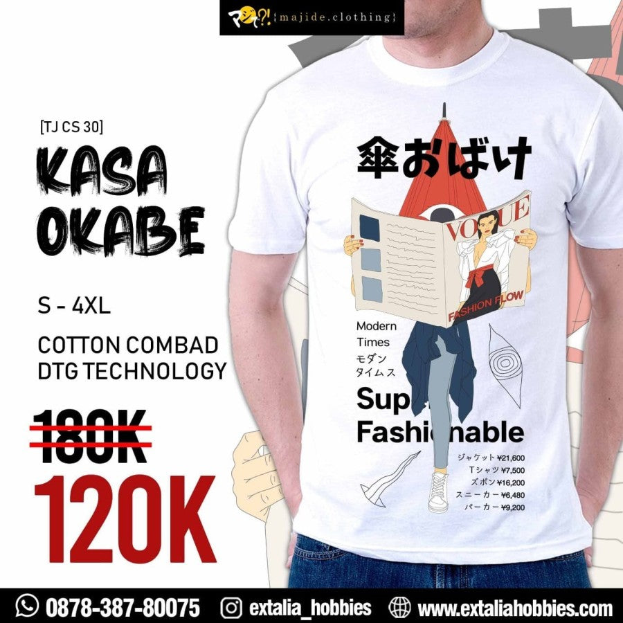 MAJIDE KAOS T-SHIRT JEPANG PREMIUM LIMITED EDITION - KASA OKABE (BLACK / WITE)