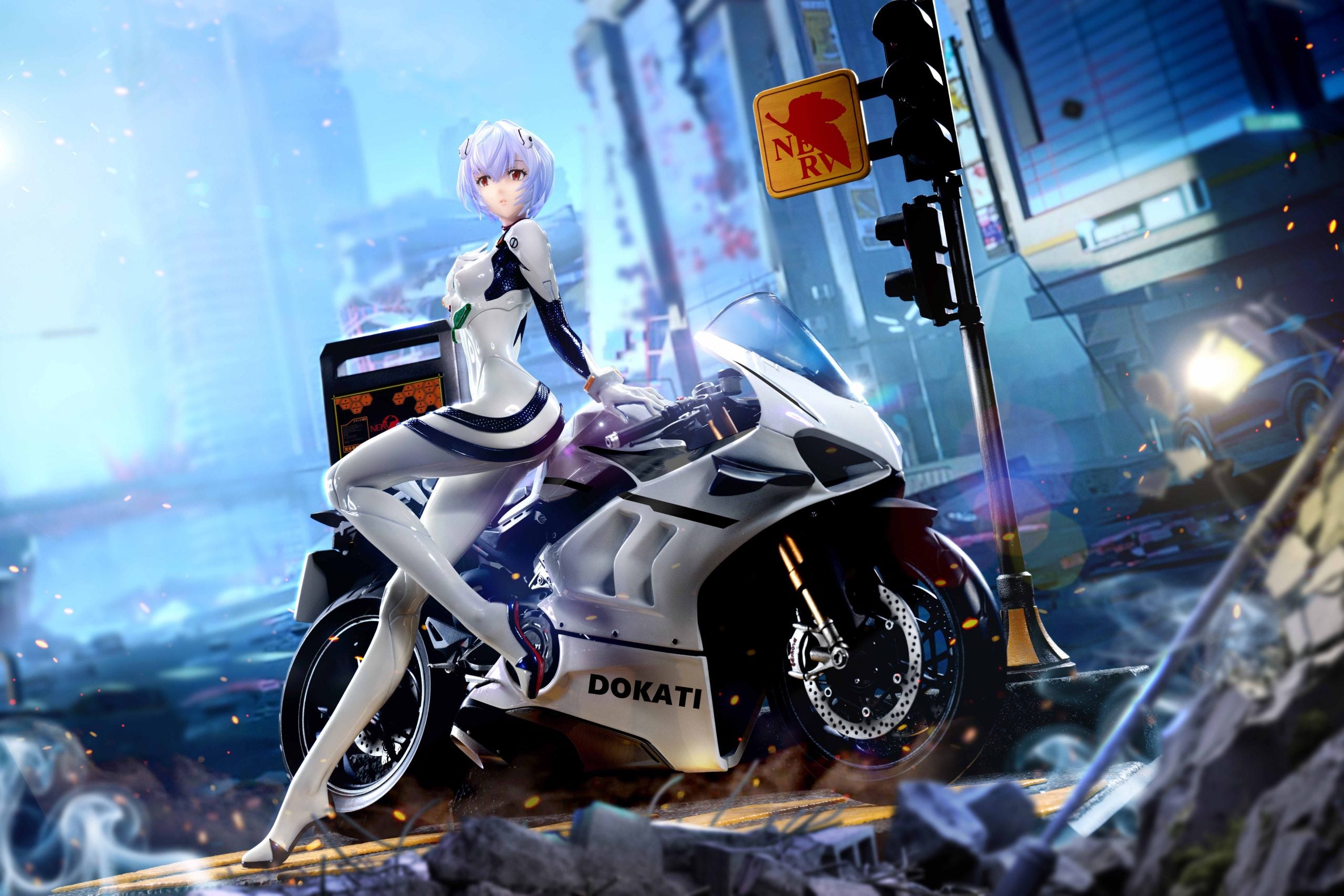 [PO] RESIN FIGURE Neon Genesis Evangelion Motorcycle Ayanami Rei - KOL Brother Studio
