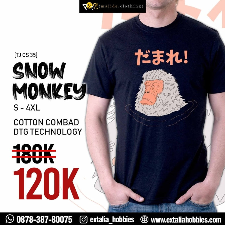 MAJIDE KAOS T-SHIRT JEPANG PREMIUM LIMITED EDITION - SNOW MONKEY (BLACK / WHITE)