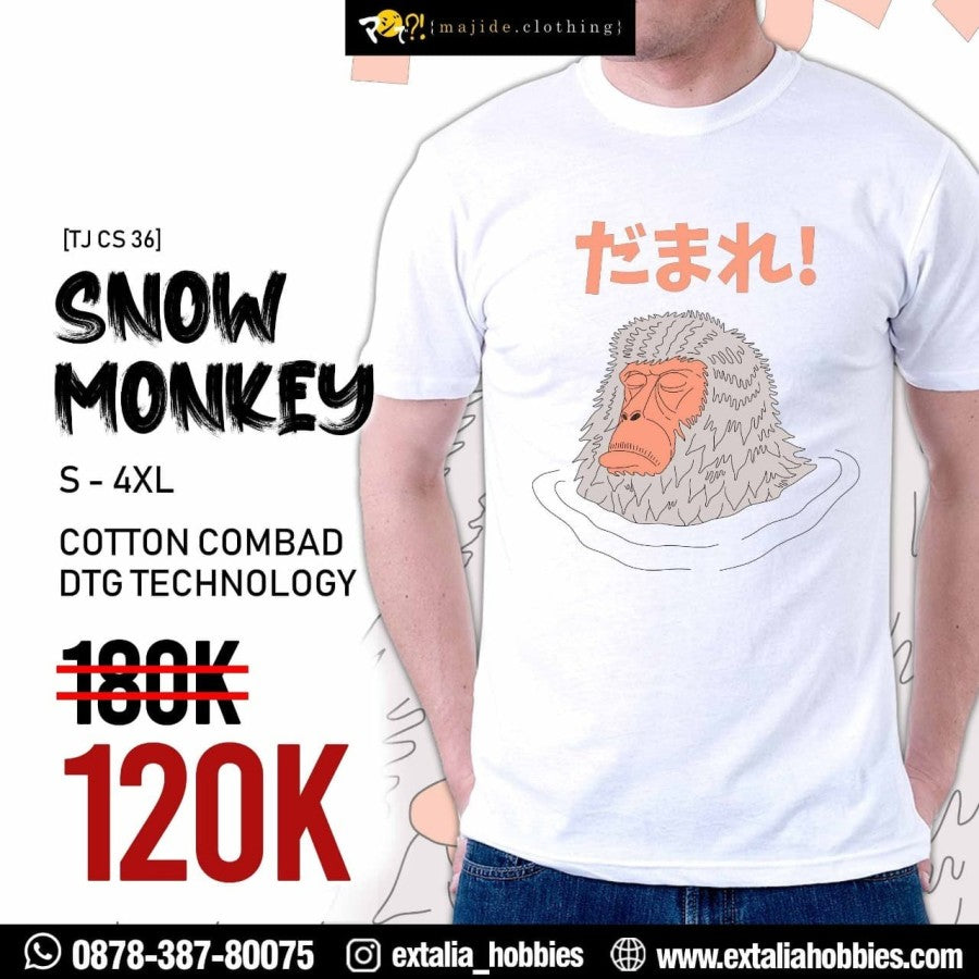 MAJIDE KAOS T-SHIRT JEPANG PREMIUM LIMITED EDITION - SNOW MONKEY (BLACK / WHITE)