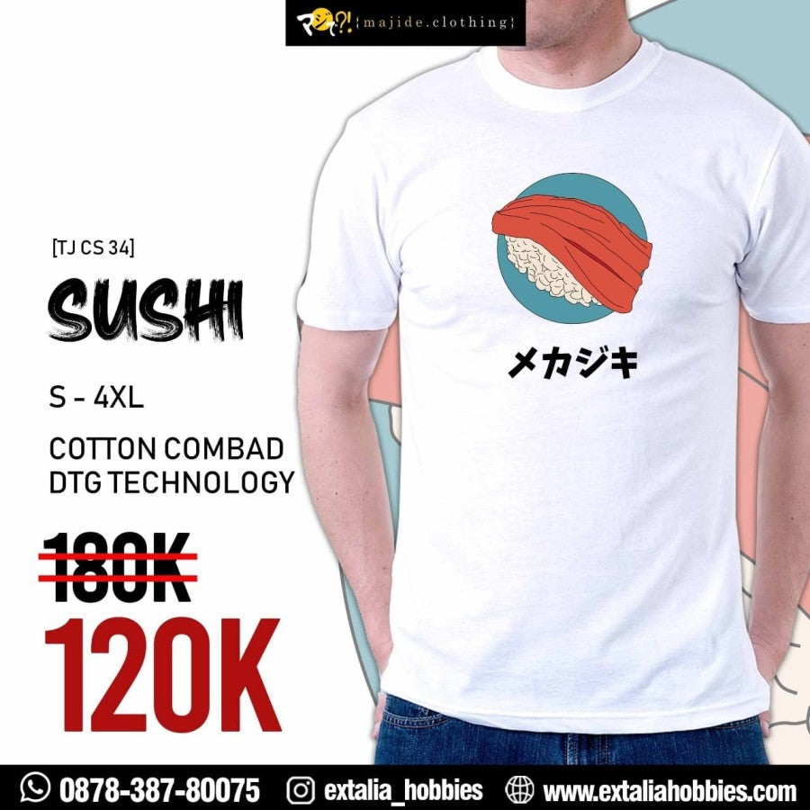 MAJIDE KAOS T-SHIRT JEPANG PREMIUM LIMITED EDITION - SUSHI (BLACK / WHITE)