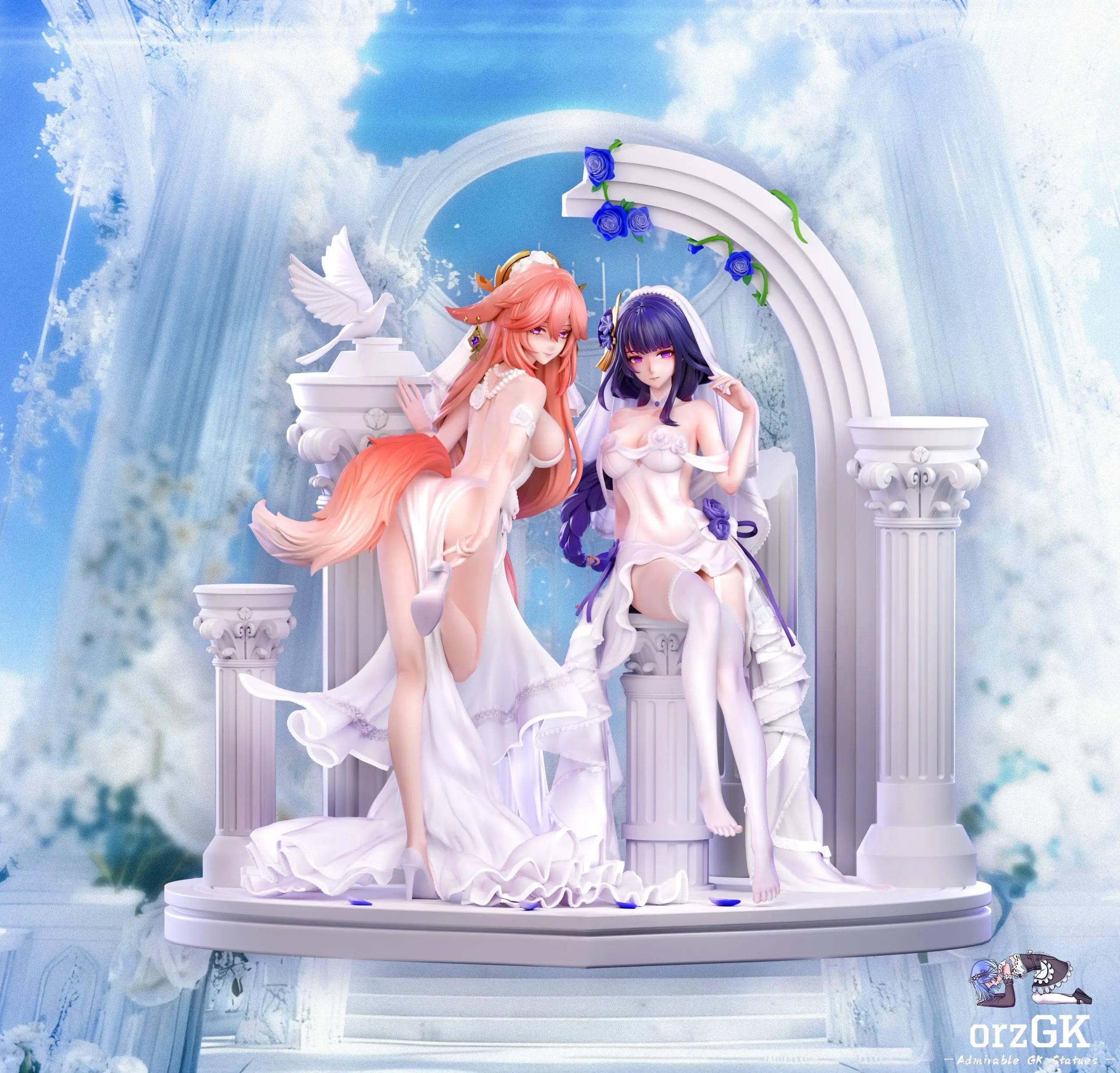[POO] RESIN FIGURE Hakimi Studio - Raiden Shogun X Yae Miko Genshin Impact (Reguler / Wedding edition)